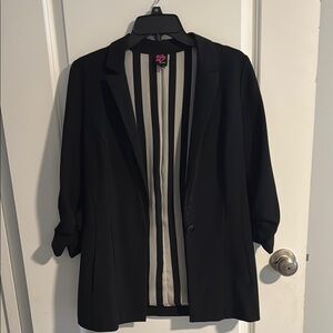 bebe Black Blazer with Striped Lining